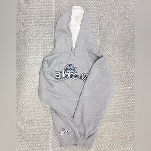 Vintage Billabong Mens Large Gray Embroidered Hoodie Spell Out Skate Surf Clean!